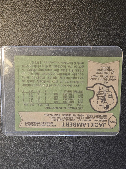 Vintage 1978 Topps Jack Lambert football trading card in plastic sleeve for collectors