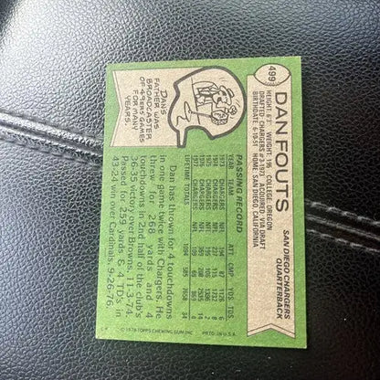 Vintage sports trading card featuring DAN FOUTS from 1978 Topps #499