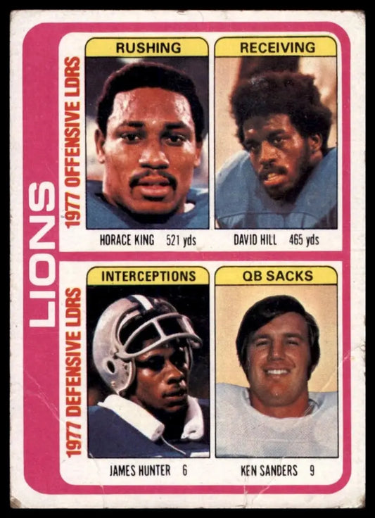 1978 Topps Team Checklist David Hill James Hunter Horace King #509 Rookie Lions - Trading Card