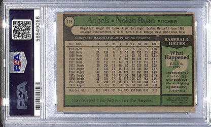 Graded 1972 Topps Nolan Ryan baseball card in PSA 5 EX condition from 1979 Topps series
