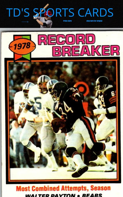 1978 Walter Payton Record Breaker football card featured in 1979 Topps #335 trading cards