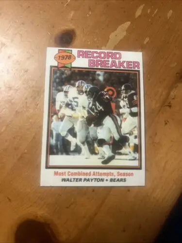 1978 Walter Payton Record Breaker trading card from 1979 Topps #335 collection