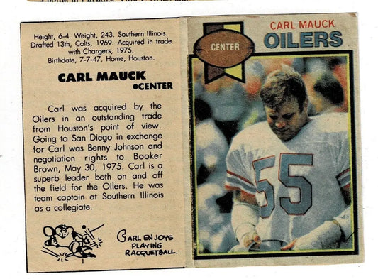 Vintage 1979 Topps Carl Mauck Houston Chronicle Oilers football card featuring Mauck Houston