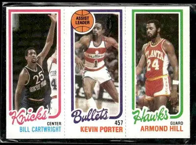 Vintage basketball trading card featuring Kevin Porter Armond Hill and Bill Cartwright