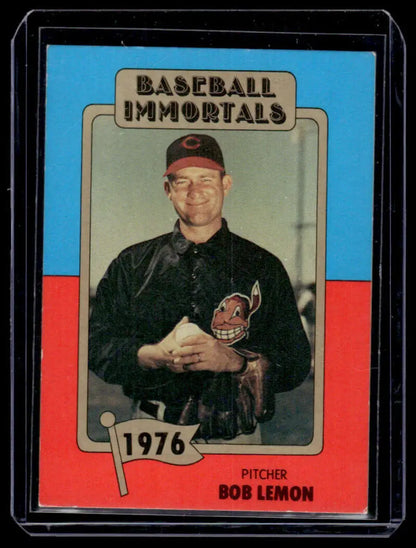 Bob Lemon Cleveland Indians baseball card from 1976 Baseball Immortals set