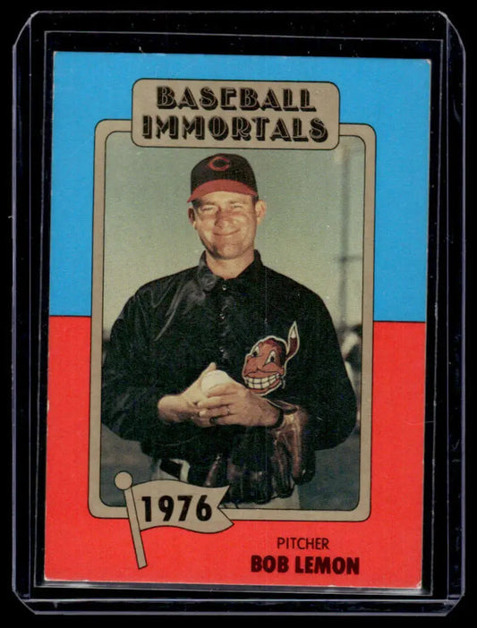 Bob Lemon Cleveland Indians baseball card from 1976 Baseball Immortals set