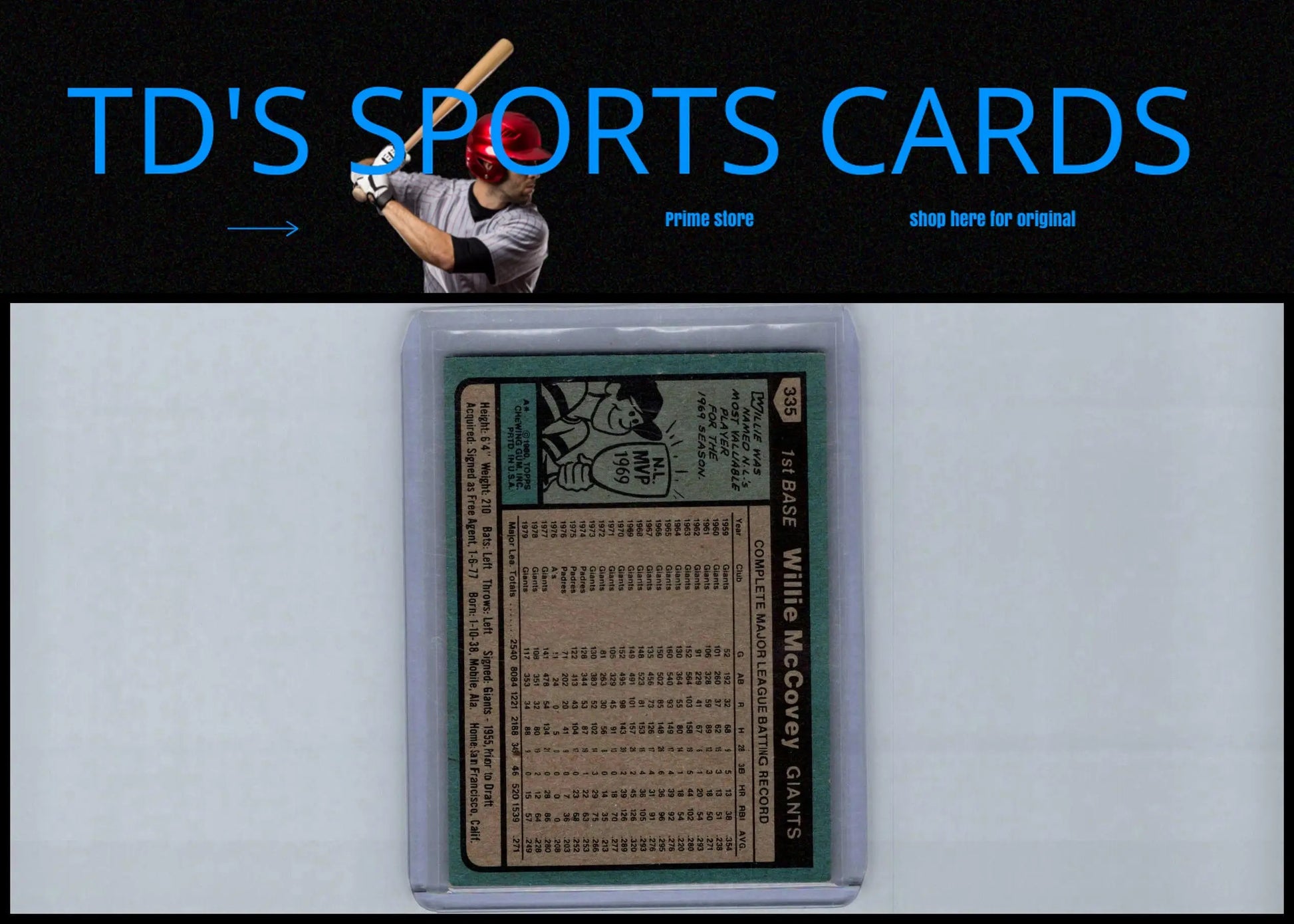 Vintage baseball card featuring Willie McCovey from the 1980 Topps trading cards