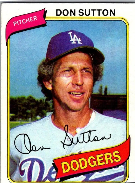 1980 Topps Don Sutton baseball card displaying Don Sutton collectible sports card