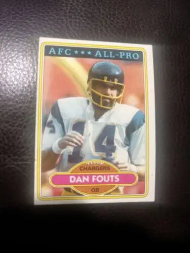 1980 Topps Dan Fouts Football Card featuring San Diego Chargers Hall of Famer
