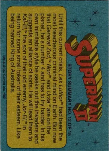 Superman II story summary card Crystal Survives from 1980 Topps Superman NM-MT original gloss