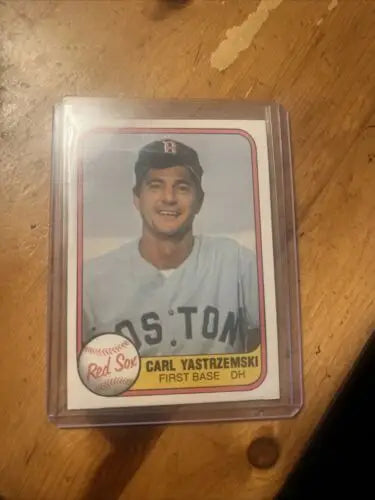 Carl Yastrzemski baseball card from 1981 Fleer, a must-have Boston Red Sox sports trading card