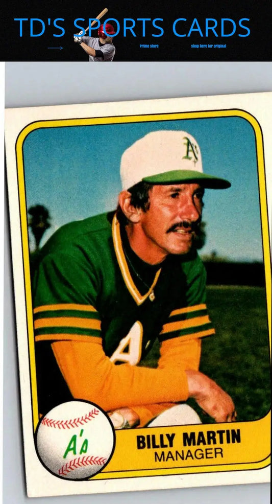 1981 Fleer Billy Martin baseball card showcasing vintage Billy Martin memorabilia