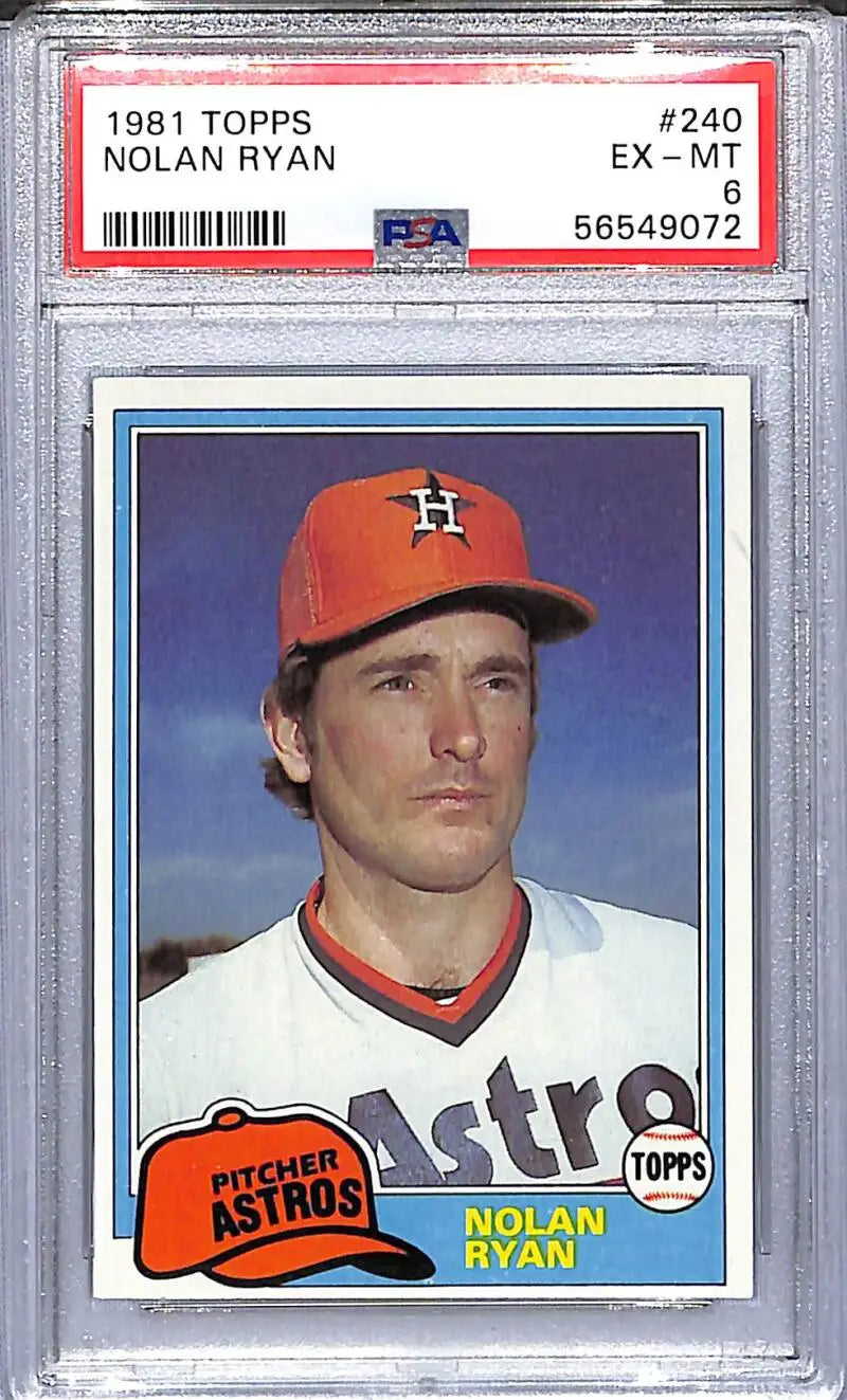 Graded 1981 Topps Nolan Ryan baseball card PSA 6 Houston Astros collectible
