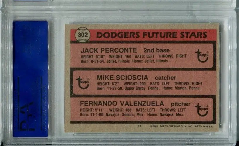 1981 Topps Dodgers Future Stars Trading Card featuring Fernando Valenzuela and Mike Scioscia