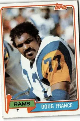 1981 Topps Doug France football card featuring Los Angeles Rams player