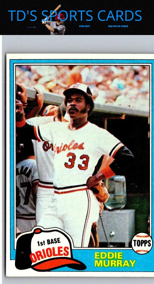 Vintage 1981 Topps Eddie Murray baseball trading card in Orioles uniform