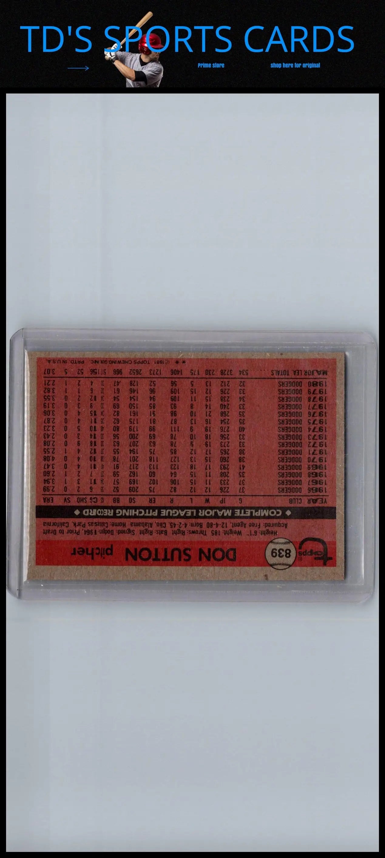 1981 Topps Traded #839 Don Sutton baseball card for trading card collectors