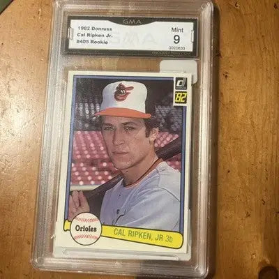 Graded Cal Ripken Jr. rookie card from 1982 Donruss Cal Ripken series GMA 9 RC