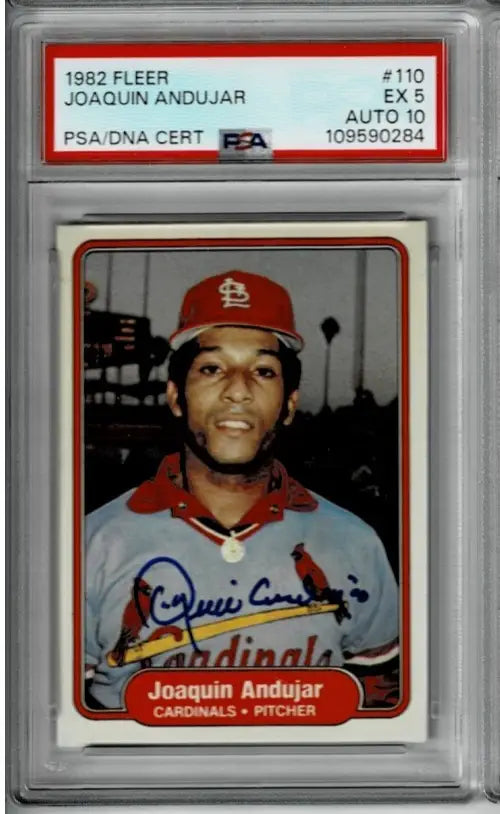 1982 Fleer Joaquin Andujar baseball card St Louis Cardinals PSA 5 with auto 10