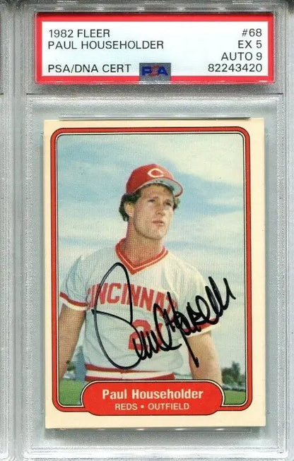 Signed Paul Householder trading card from 1982 Fleer, Cincinnati Reds collectible