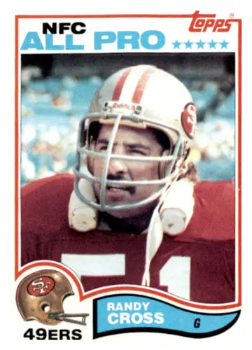 Randy Cross football card from 1982 Topps EX featuring original gloss of Excellent 49ers