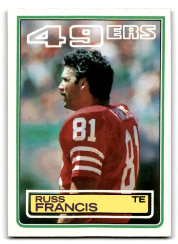 Russ Francis football card 1983 Topps #166 in excellent condition for 49ers collectors