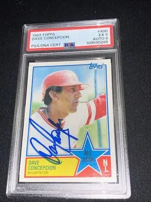 Autographed 1983 Topps Dave Concepcion baseball card PSA/DNA certified, graded PSA 5