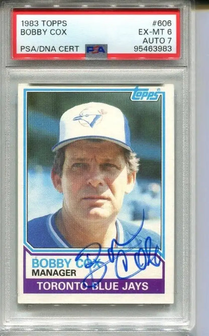 Graded Topps Bobby Cox baseball card PSA 6 DNA 7 AUTO signed collectible HOF