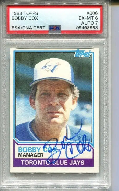Graded Topps Bobby Cox baseball card PSA 6 DNA 7 AUTO signed collectible HOF