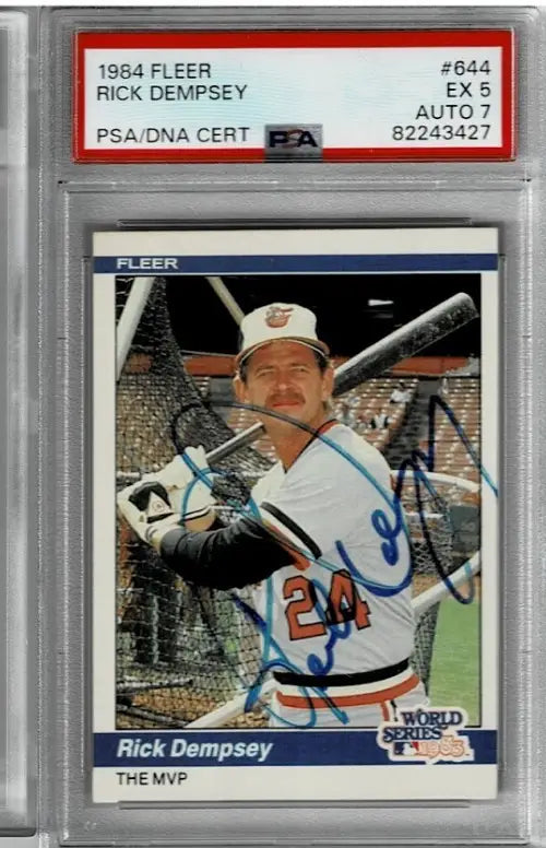 Graded and authenticated Rick Dempsey baseball card featuring World Series MVP autograph