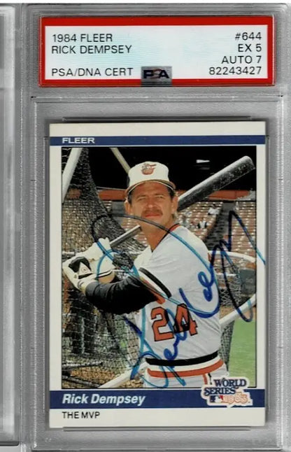 Graded and authenticated Rick Dempsey baseball card featuring World Series MVP autograph