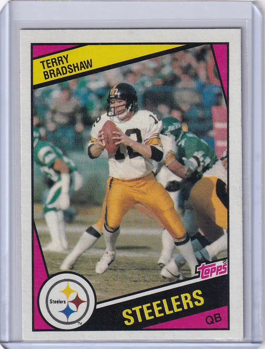 1984 Topps Football #162 Terry Bradshaw card featuring Pittsburgh Steelers legend