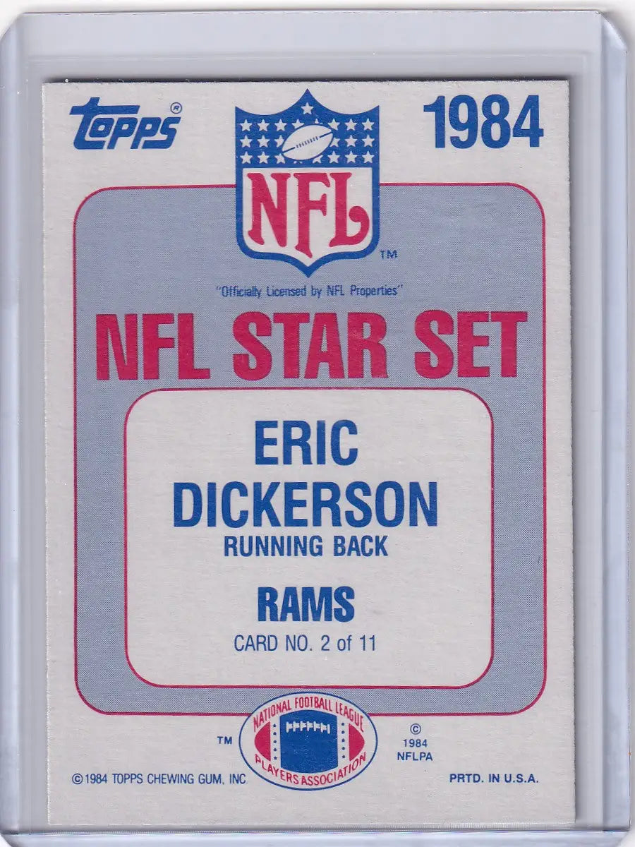 Eric Dickerson 1984 Topps Football Star card from Los Angeles Rams Football Star Set