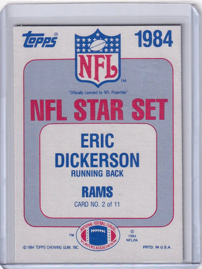 Eric Dickerson 1984 Topps Football Star card from Los Angeles Rams Football Star Set