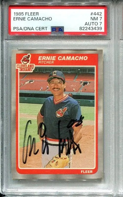 Graded Ernie Camacho autographed trading card for Cleveland Indians fans