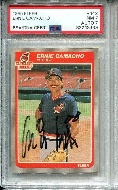 Graded Ernie Camacho autographed trading card for Cleveland Indians fans