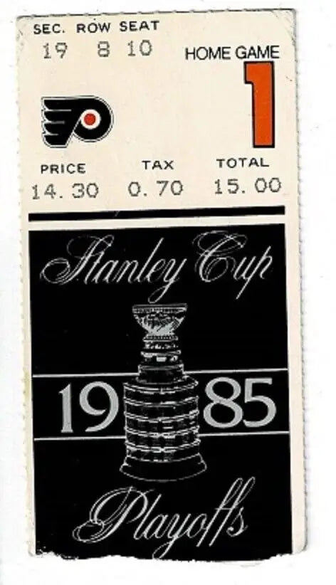 1985 Stanley Cup Playoffs Philadelphia Flyers vs Rangers hockey ticket stub for GM 1