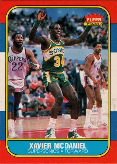 Basketball trading card showing 1986-87 Fleer Xavier McDaniel base rookie card