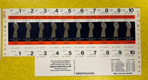 Chicago Bears season ticket proof sheet set from 1986 NFC Playoffs Championship