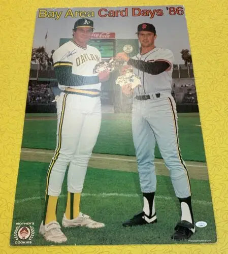 Baseball poster featuring 1986 Mothers Cookies Store Display for Jose Canseco trading cards