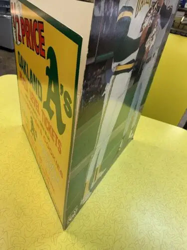 Oakland A’s promotional store display featuring Jose Canseco trading cards