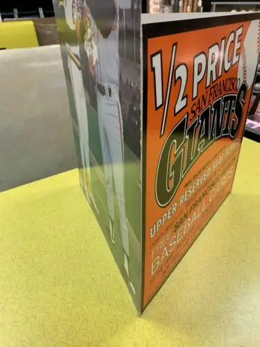 San Francisco Giants promotional sign on 1986 Mothers Cookies store display with Jose Canseco