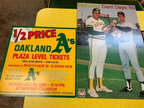 Oakland A’s 1986 Mothers Cookies Store Display featuring Jose Canseco trading cards