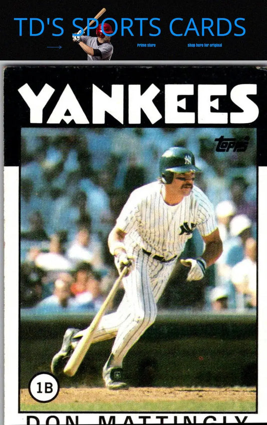 1986 Topps #180 Don Mattingly baseball card showcasing iconic player in trading cards collection