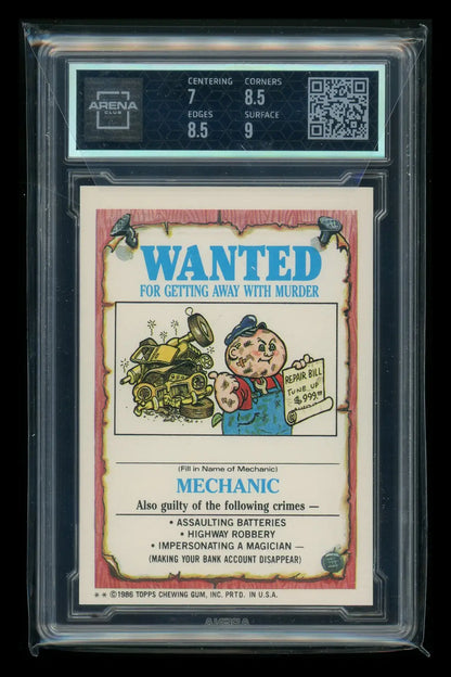Graded Topps Garbage Pail Kids Formalde Heidi trading card with wanted poster design