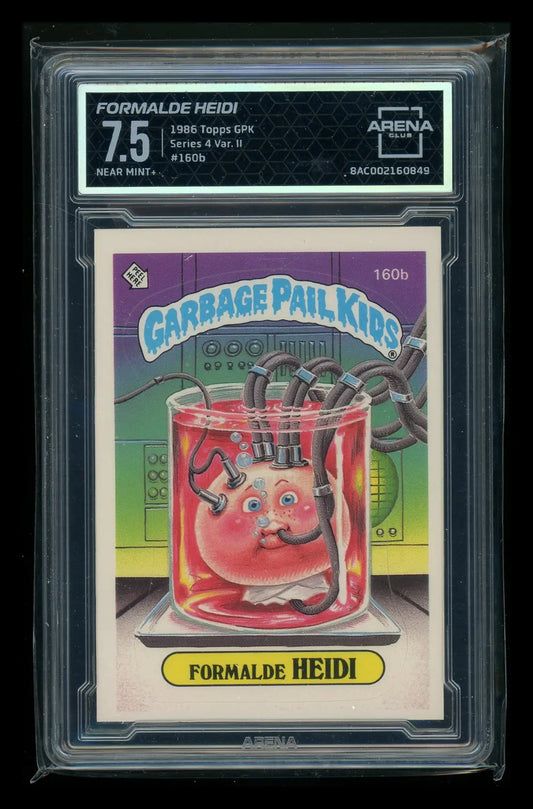 A graded Topps Garbage Pail Kids Formalde Heidi trading card in arena club 7.5 condition