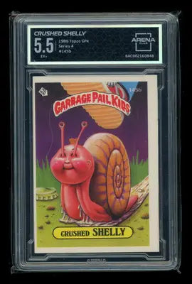 Graded 1986 Topps Garbage Pail Kids Series 4 Crushed Shelly card 5.5 display