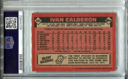 Graded Ivan Calderon signed card from 1986 Topps trading cards PSA/DNA Auto Mariners