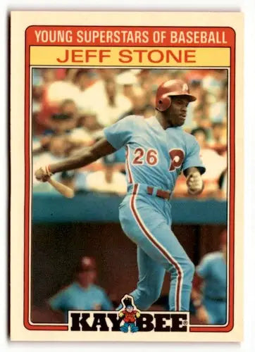 1986 Topps Kay-Bee Young Superstars of Baseball #30 Jeff Stone NrMt-Mt ID:50406 - Trading Cards