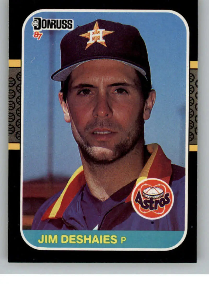 1987 Donruss #184 Jim Deshaies rookie baseball card of Houston Astros pitcher in uniform